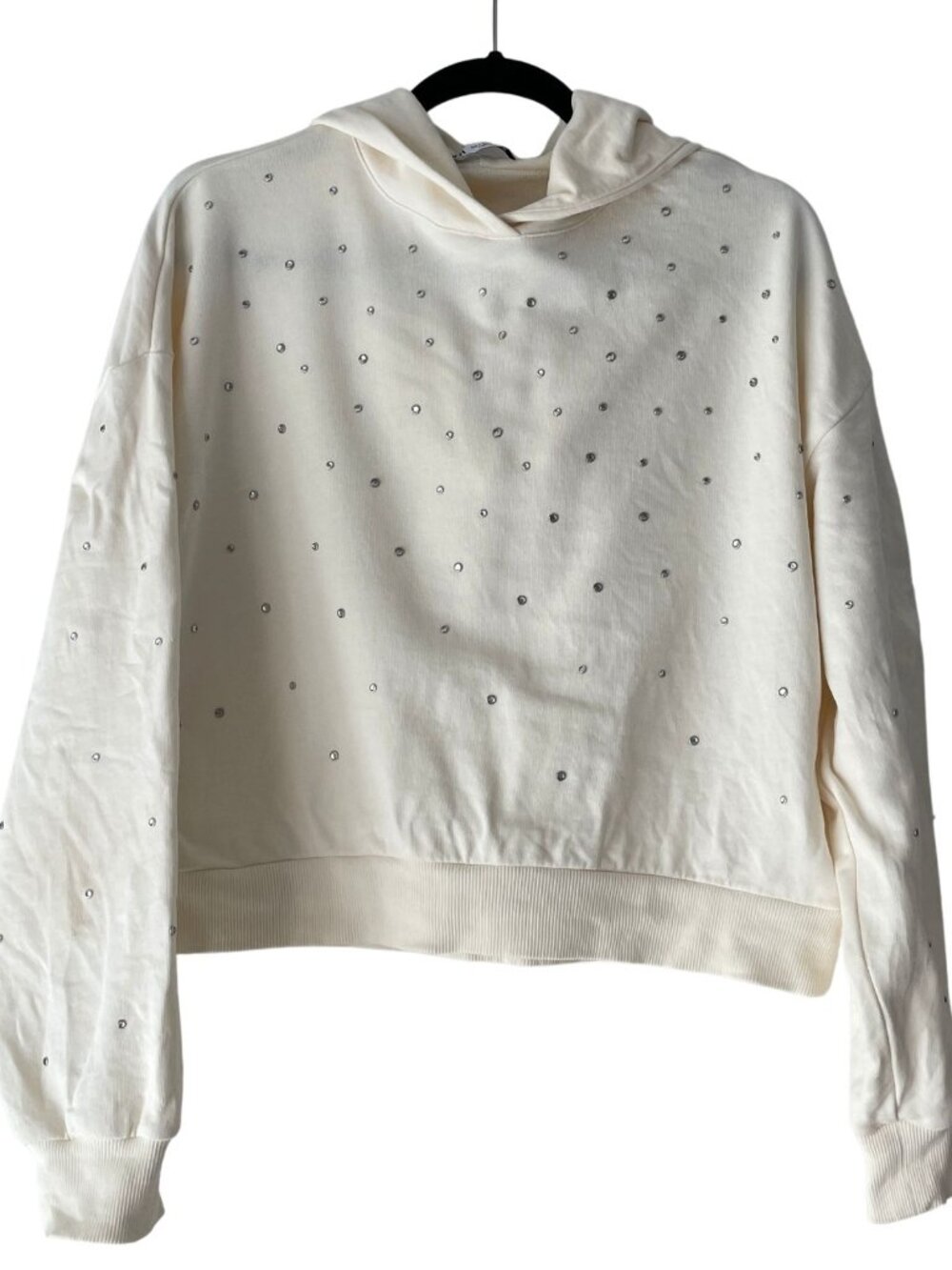 Zara Studded Hoodie Cream S
